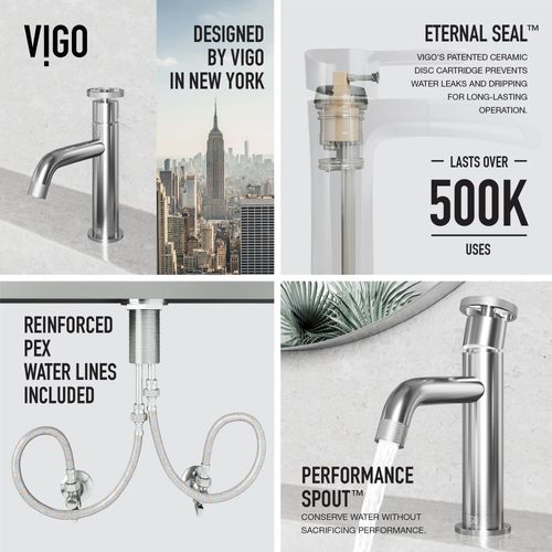 Main product image of Cass Single Handle Bathroom Faucet, Top-Mounted Handle (Brushed Nickel), VG01046BN