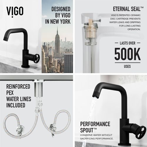 Main product image of Cass Single Handle Bathroom Faucet (Matte Black), VG01047MB