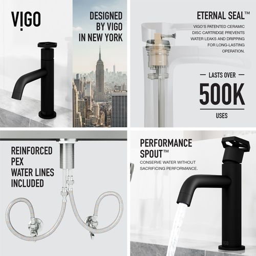 Main product image of Ruxton Single Handle Bathroom Faucet, Top-Mounted Handle (Matte Black), VG01050MB