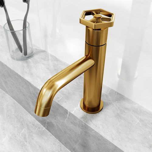 Main product image of Ruxton Single Handle Bathroom Faucet, Top-Mounted Handle (Matte Brushed Gold), VG01050MG