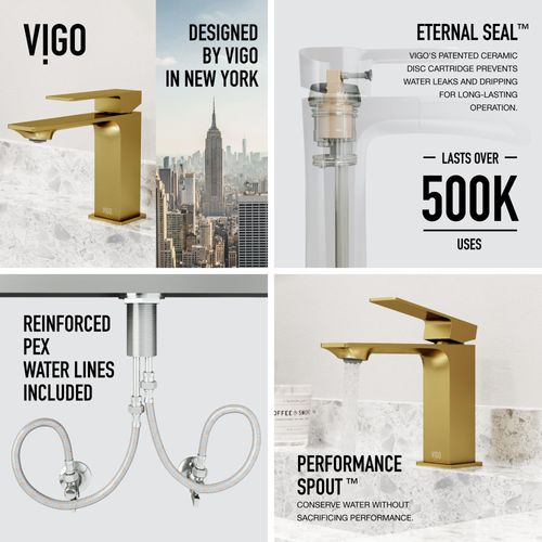 Main product image of Dunn Single Handle Bathroom Faucet (Matte Brushed Gold), VG01054MG