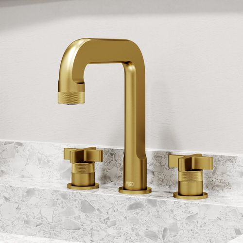 Main product image of Wythe Two Handle Widespread Bathroom Faucet, Cross-Shaped Handles (Matte Brushed Gold), VG01302MG