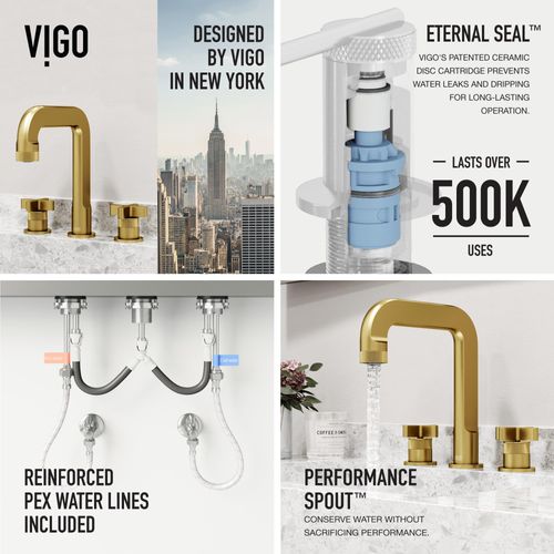 Main product image of Wythe Two Handle Widespread Bathroom Faucet, Cross-Shaped Handles (Matte Brushed Gold), VG01302MG