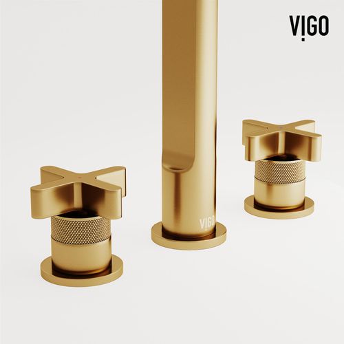 Main product image of Wythe Two Handle Widespread Bathroom Faucet, Cross-Shaped Handles (Matte Brushed Gold), VG01302MG