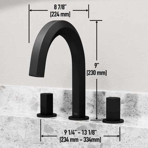 Main product image of Hart Two Handle Widespread Bathroom Faucet, Hexagonal Spout (Matte Black), VG01303MB