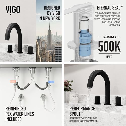 Main product image of Hart Two Handle Widespread Bathroom Faucet, Hexagonal Spout (Matte Black), VG01303MB