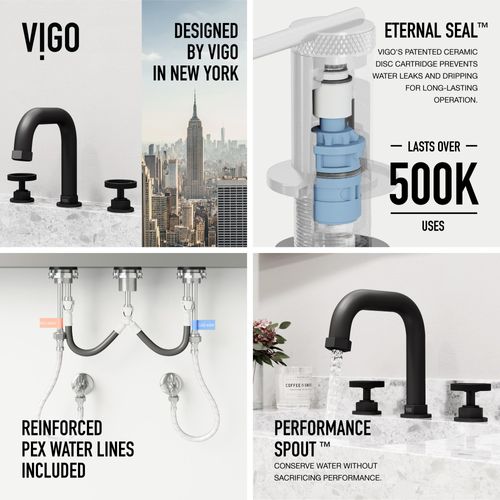 Main product image of Hart Two Handle Widespread Bathroom Faucet, Angular Spout (Matte Black), VG01305MB