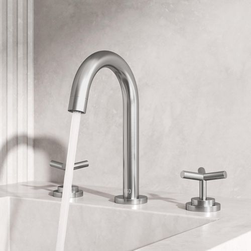 Main product image of Jewel Two Handle Widespread Bathroom Faucet w/ Cross Handles (Brushed Nickel), VG01308BN