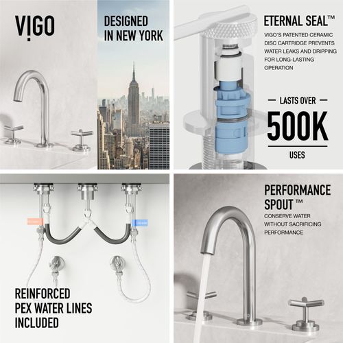 Main product image of Jewel Two Handle Widespread Bathroom Faucet w/ Cross Handles (Brushed Nickel), VG01308BN