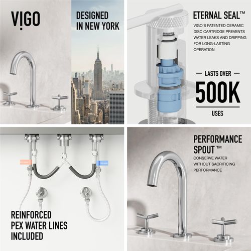 Main product image of Jewel Two Handle Widespread Bathroom Faucet w/ Cross Handles (Handles in Chrome), VG01308CH