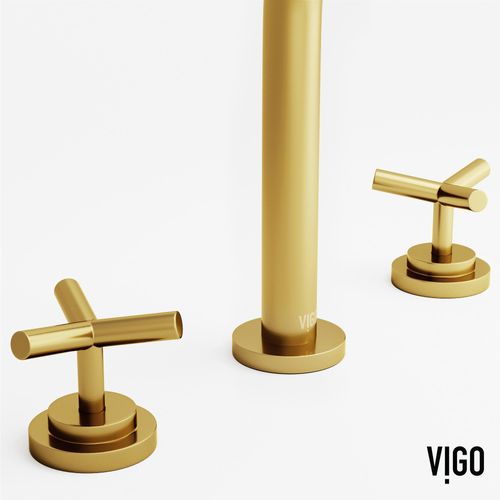 Main product image of Jewel Two Handle Widespread Bathroom Faucet w/ Cross Handles (Matte Brushed Gold), VG01308MG