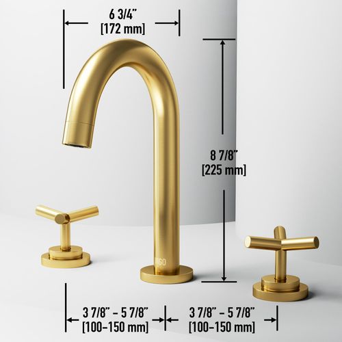 Main product image of Jewel Two Handle Widespread Bathroom Faucet w/ Cross Handles (Matte Brushed Gold), VG01308MG