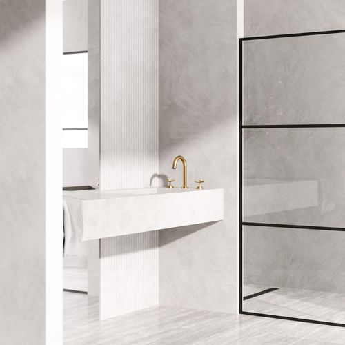 Main product image of Jewel Two Handle Widespread Bathroom Faucet w/ Cross Handles (Matte Brushed Gold), VG01308MG