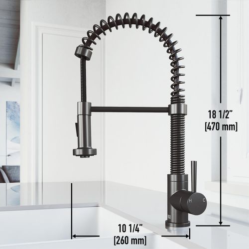 Main product image of Edison Single Handle Pull-Down Sprayer Kitchen Faucet (Graphite Black), VG02001GB