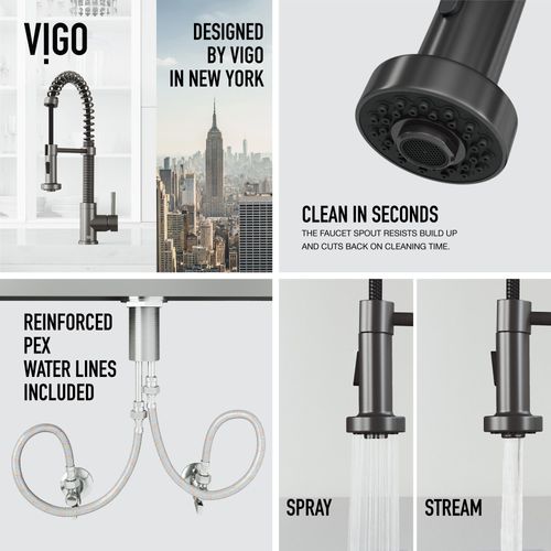 Main product image of Edison Single Handle Pull-Down Sprayer Kitchen Faucet (Graphite Black), VG02001GB