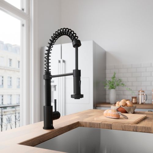 Main product image of Edison Single Handle Pull-Down Sprayer Kitchen Faucet (Matte Black), VG02001MB