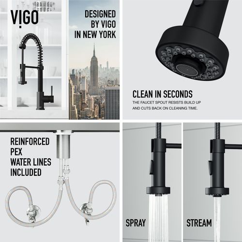Main product image of Edison Single Handle Pull-Down Sprayer Kitchen Faucet (Matte Black), VG02001MB