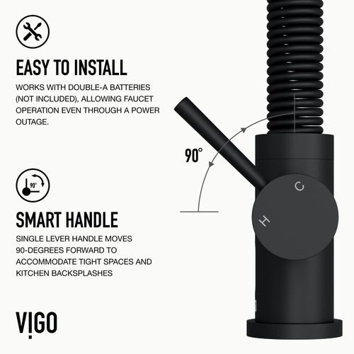 Main product image of Edison Single Handle Pull-Down Sprayer Kitchen Faucet w/ Touchless Sensor (Matte Black), VG02001MBS