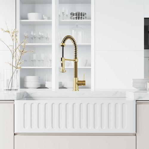 Main product image of Edison Single Handle Pull-Down Sprayer Kitchen Faucet (Matte Brushed Gold), VG02001MG