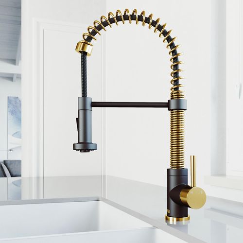 Main product image of Edison Single Handle Pull-Down Sprayer Kitchen Faucet (Matte Brushed Gold/Matte Black), VG02001MGMB
