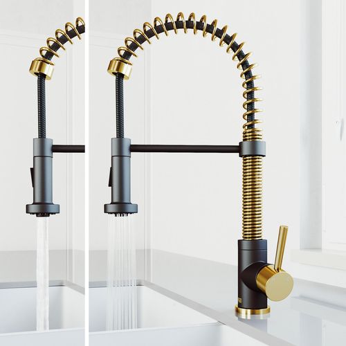 Main product image of Edison Single Handle Pull-Down Sprayer Kitchen Faucet (Matte Brushed Gold/Matte Black), VG02001MGMB