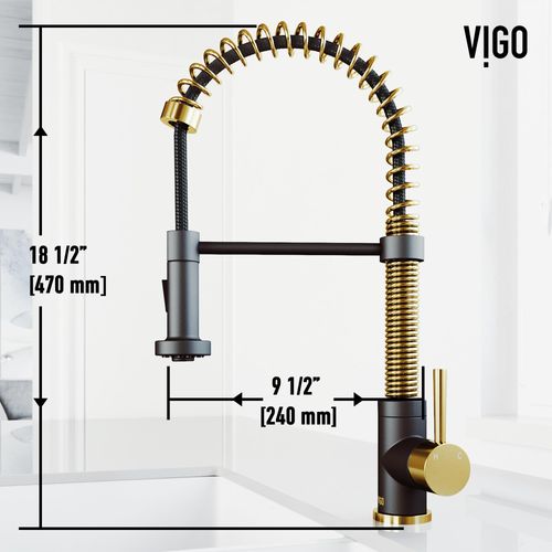 Main product image of Edison Single Handle Pull-Down Sprayer Kitchen Faucet (Matte Brushed Gold/Matte Black), VG02001MGMB