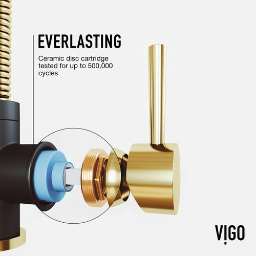 Main product image of Edison Single Handle Pull-Down Sprayer Kitchen Faucet (Matte Brushed Gold/Matte Black), VG02001MGMB