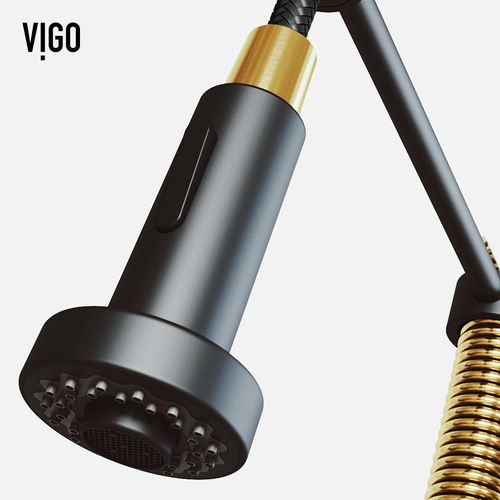 Main product image of Edison Single Handle Pull-Down Sprayer Kitchen Faucet (Matte Brushed Gold/Matte Black), VG02001MGMB