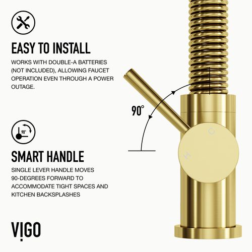 Main product image of Edison Single Handle Pull-Down Sprayer Kitchen Faucet w/ Touchless Sensor (Matte Brushed Gold), VG02001MGS