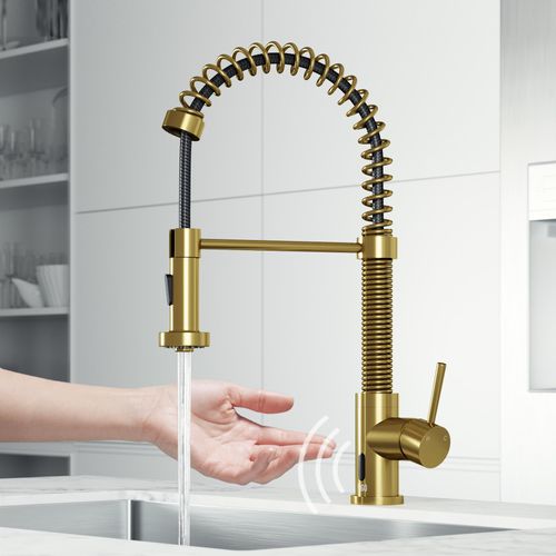 Main product image of Edison Single Handle Pull-Down Sprayer Kitchen Faucet w/ Touchless Sensor (Matte Brushed Gold), VG02001MGS