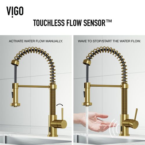 Main product image of Edison Single Handle Pull-Down Sprayer Kitchen Faucet w/ Touchless Sensor (Matte Brushed Gold), VG02001MGS