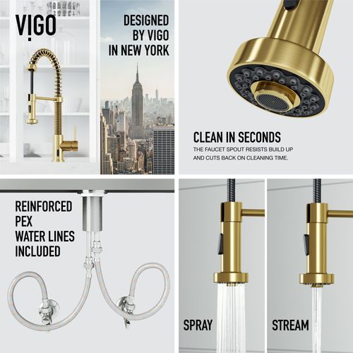 Main product image of Edison Single Handle Pull-Down Sprayer Kitchen Faucet w/ Touchless Sensor (Matte Brushed Gold), VG02001MGS