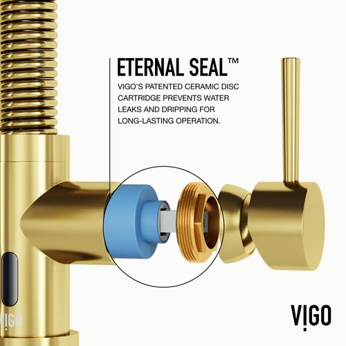 Main product image of Edison Single Handle Pull-Down Sprayer Kitchen Faucet w/ Touchless Sensor (Matte Brushed Gold), VG02001MGS
