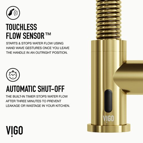 Main product image of Edison Single Handle Pull-Down Sprayer Kitchen Faucet w/ Touchless Sensor (Matte Brushed Gold), VG02001MGS