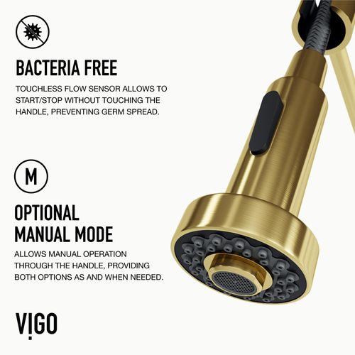 Main product image of Edison Single Handle Pull-Down Sprayer Kitchen Faucet w/ Touchless Sensor (Matte Brushed Gold), VG02001MGS