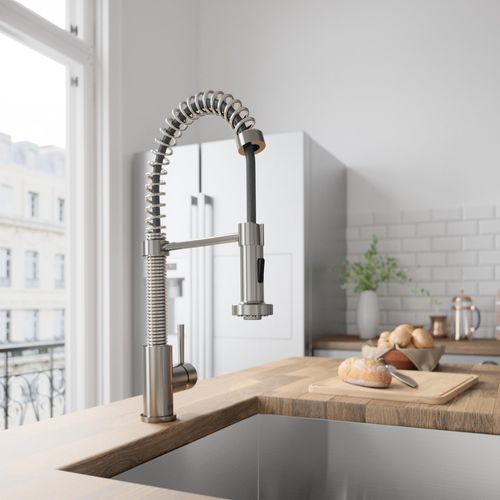 Main product image of Edison Single Handle Pull-Down Sprayer Kitchen Faucet (Stainless Steel), VG02001ST