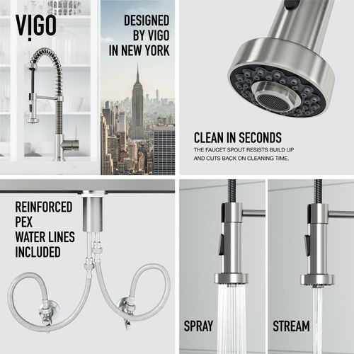 Main product image of Edison Single Handle Pull-Down Sprayer Kitchen Faucet (Stainless Steel), VG02001ST