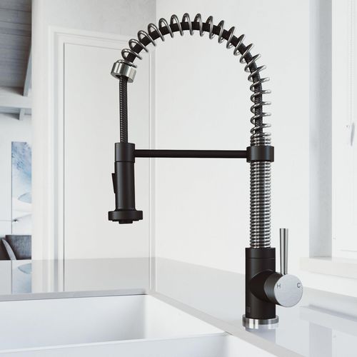 Main product image of Edison Single Handle Pull-Down Sprayer Kitchen Faucet (Stainless Steel/Matte Black), VG02001STMB
