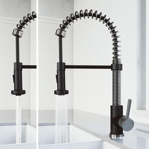 Main product image of Edison Single Handle Pull-Down Sprayer Kitchen Faucet (Stainless Steel/Matte Black), VG02001STMB