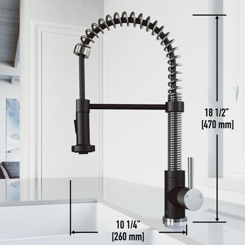Main product image of Edison Single Handle Pull-Down Sprayer Kitchen Faucet (Stainless Steel/Matte Black), VG02001STMB