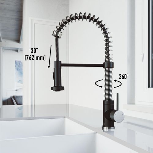 Main product image of Edison Single Handle Pull-Down Sprayer Kitchen Faucet (Stainless Steel/Matte Black), VG02001STMB