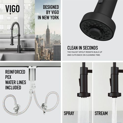 Main product image of Edison Single Handle Pull-Down Sprayer Kitchen Faucet (Stainless Steel/Matte Black), VG02001STMB