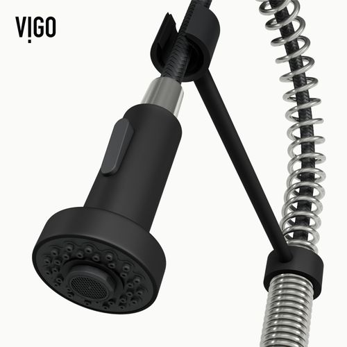 Main product image of Edison Single Handle Pull-Down Sprayer Kitchen Faucet (Stainless Steel/Matte Black), VG02001STMB