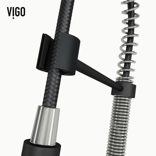 Main product image of Edison Single Handle Pull-Down Sprayer Kitchen Faucet (Stainless Steel/Matte Black), VG02001STMB