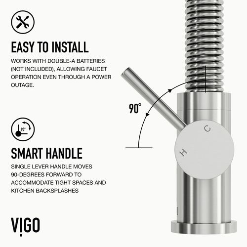Main product image of Edison Single Handle Pull-Down Sprayer Kitchen Faucet w/ Touchless Sensor (Stainless Steel), VG02001STS