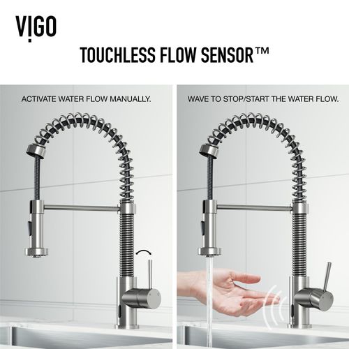 Main product image of Edison Single Handle Pull-Down Sprayer Kitchen Faucet w/ Touchless Sensor (Stainless Steel), VG02001STS