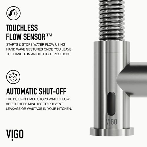 Main product image of Edison Single Handle Pull-Down Sprayer Kitchen Faucet w/ Touchless Sensor (Stainless Steel), VG02001STS