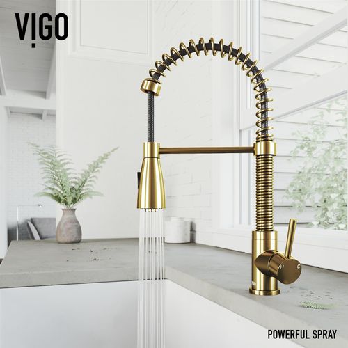 Main product image of Brant Single Handle Pull-Down Sprayer Kitchen Faucet (Matte Brushed Gold), VG02003MG