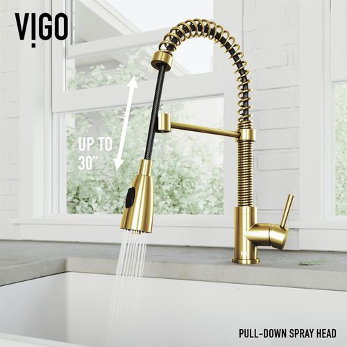 Main product image of Brant Single Handle Pull-Down Sprayer Kitchen Faucet (Matte Brushed Gold), VG02003MG