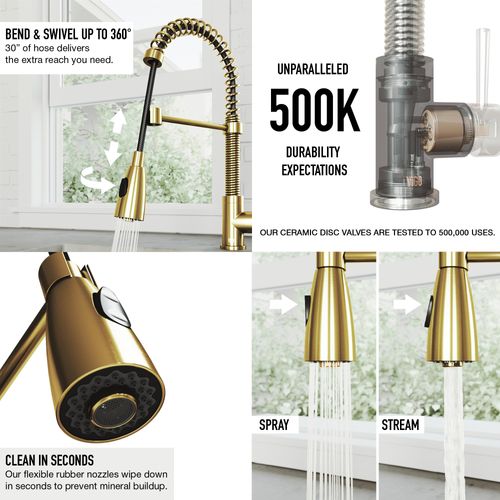 Main product image of Brant Single Handle Pull-Down Sprayer Kitchen Faucet (Matte Brushed Gold), VG02003MG